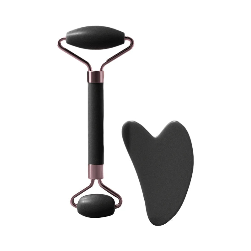 Duo rouleau facial + Gua Sha noir