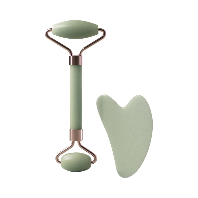 Duo rouleau facial + Gua Sha vert