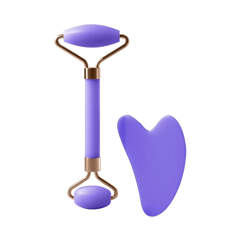 Duo rouleau facial + Gua Sha violet