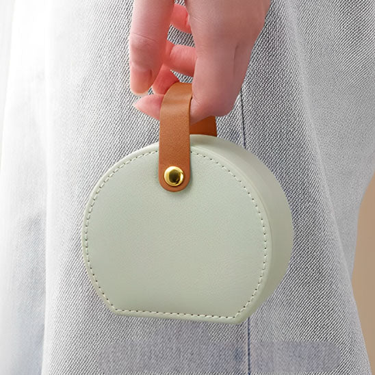 mini boîte à bijoux verte chic à emporter avec vous n'importe où avec vous