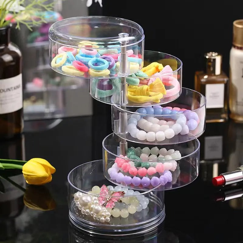 Boîte à Bijoux Ronde Rotative™ – Rangement Élégant et Gain de Place