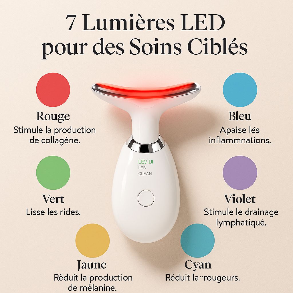 Masseur Facial LED 7‑en‑1 – Anti‑Âge & Luminothérapie
