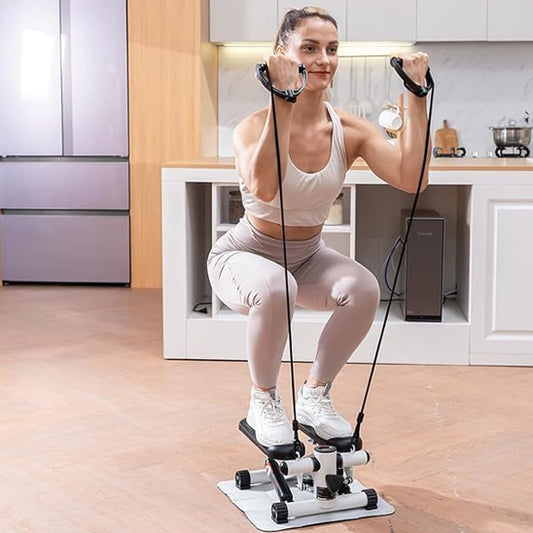 mini stepper fitness en pleine utilisation
