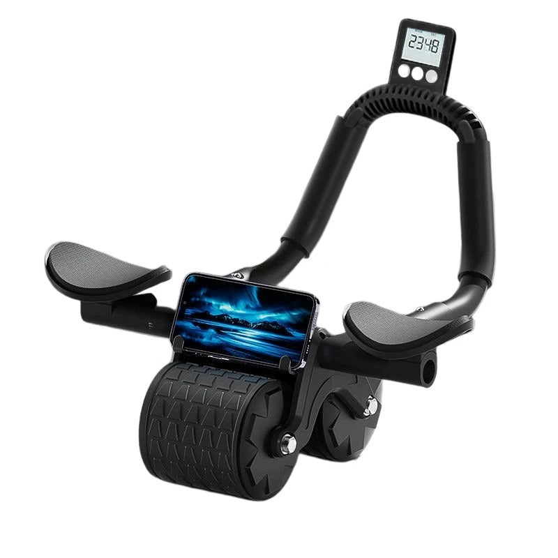 Roue Abdos à Rebond Automatique – Ab Wheel avec Support Téléphone
