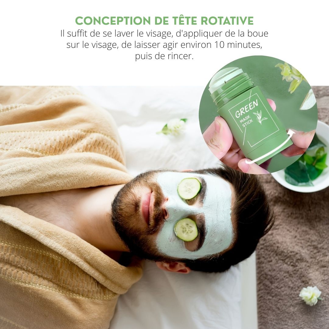 Stick masque au thé vert hydratant et purifiant – utilisé par un homme