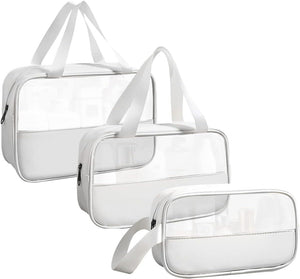 Trousse de Toilette Femme™ – Set 3 Tailles Transparent pour Voyage & Maquillage