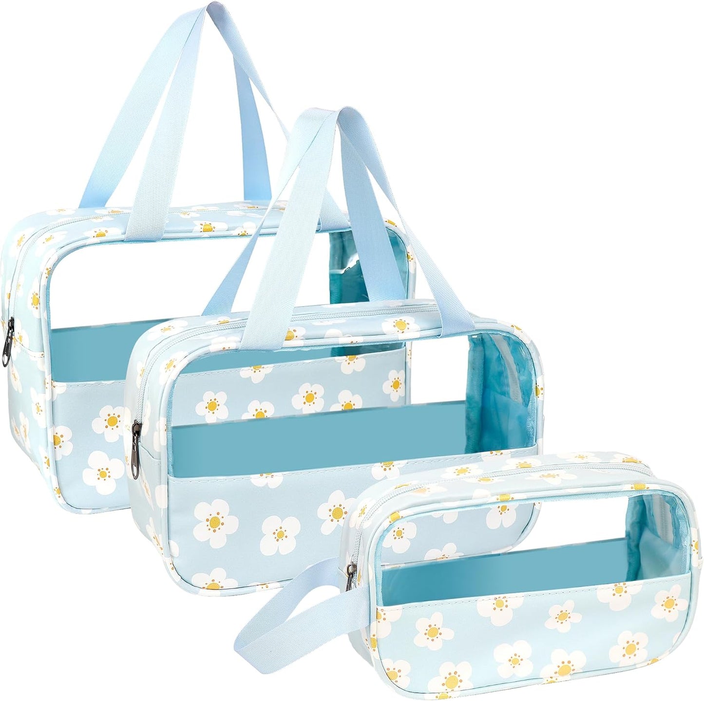 Trousse de Toilette Femme™ – Set 3 Tailles Transparent pour Voyage & Maquillage