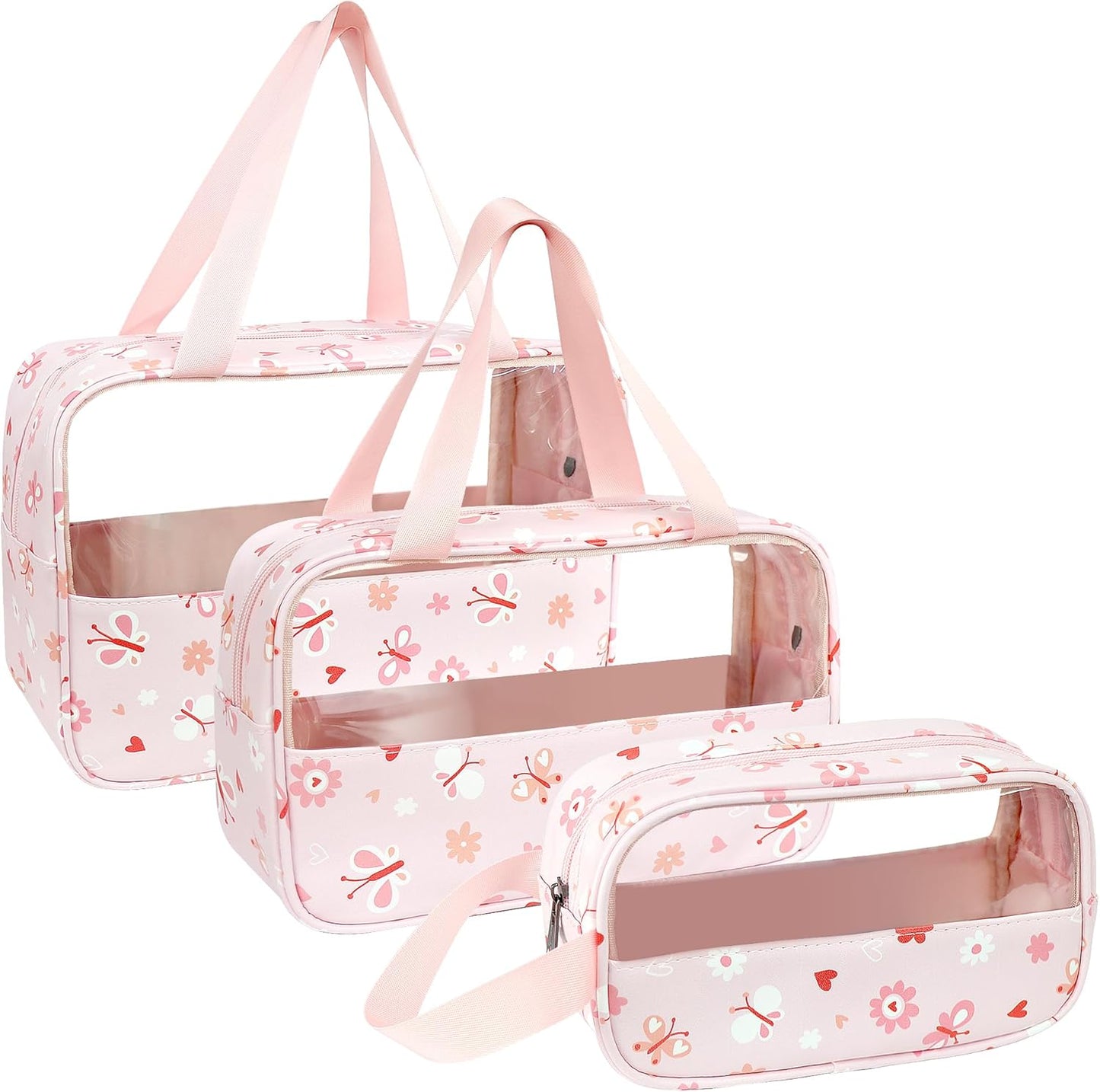Trousse de Toilette Femme™ – Set 3 Tailles Transparent pour Voyage & Maquillage