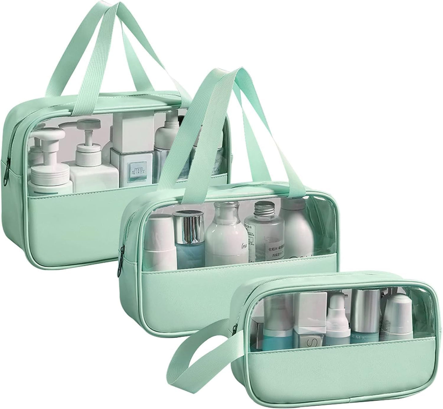 Trousse de Toilette Femme™ – Set 3 Tailles Transparent pour Voyage & Maquillage