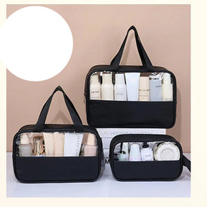 Lot de trousses de toilette transparentes (3 tailles) – voyage et maquillage