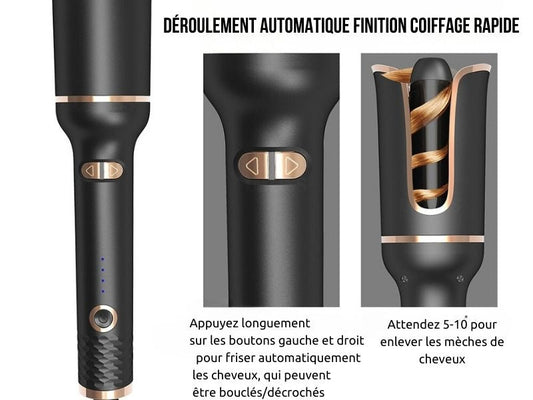 Fer à friser automatique Spin‑n‑Curl – boucleur rotatif à température réglable