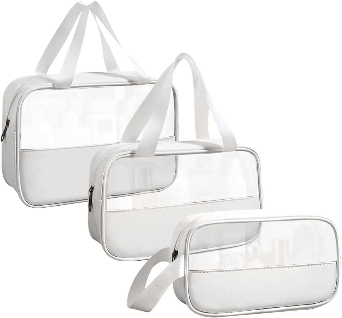 Trousse de Toilette Femme™ – Set 3 Tailles Transparent pour Voyage & Maquillage